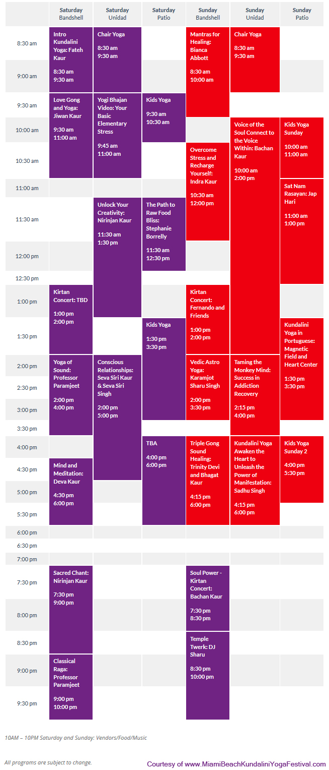 Kundalini Yoga Festival Miami Beach Schedule copy